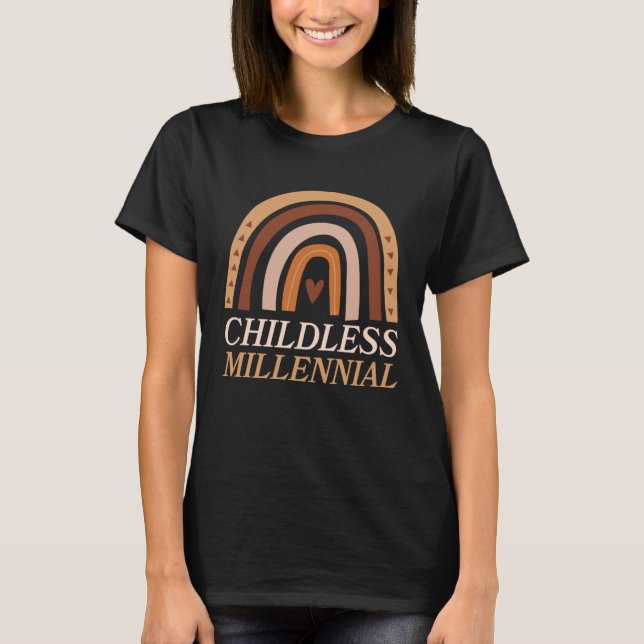 Childless Millennial Heart Love Bohemian Rainbow S T-Shirt (Vorderseite)