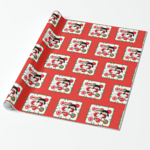 Children Carolers Red Green Weihnachtsgeschenk Wra Geschenkpapier