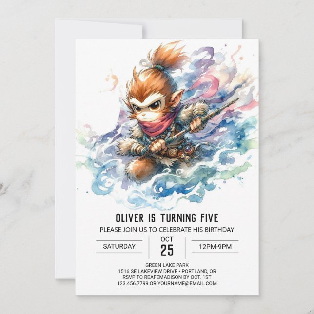 Children Chic Monkey zum Geburtstag Einladung (Vorderseite)