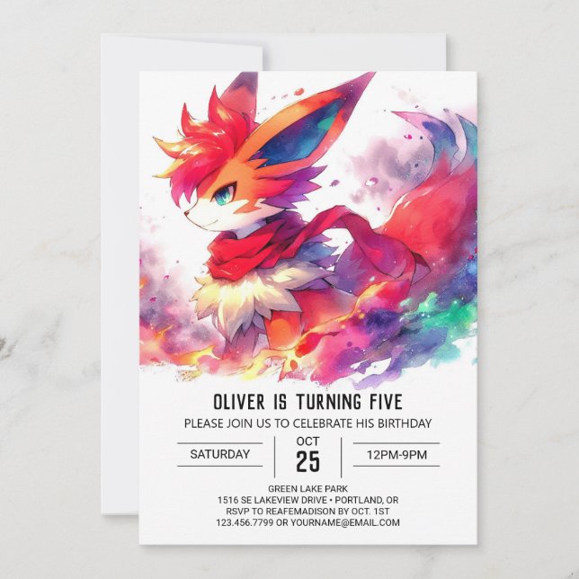 Children Fox Birthday Einladung (Vorderseite)
