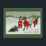 Children Hauling Christmas Tree Vintag Feiertagspostkarte<br><div class="desc">Weihnachten Grüße Wenn Sie sich um den Weihnachtsbaum,  und bewundern Sie die Geschenke für Sie vorbereitet,  Wenn Sie genießen alle Weihnachten Freude an mir und meine Wünsche aufrichtig denken. Vier kleine Kinder ziehen in dieser Weihnachtspostkarte aus dem Jahr 1915 einen winzigen Kiefernbaum durch den Schnee.</div>