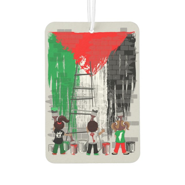 Children of Gaza Painting Palestine Flag  Autolufterfrischer (Rückseite)