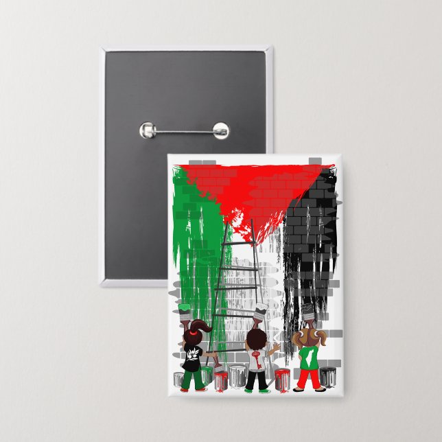 Children of Gaza Painting Palestine Flag  Button (Vorderseite/Rückseite)
