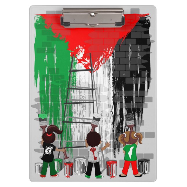 Children of Gaza Painting Palestine Flag  Klemmbrett (Vorderseite)