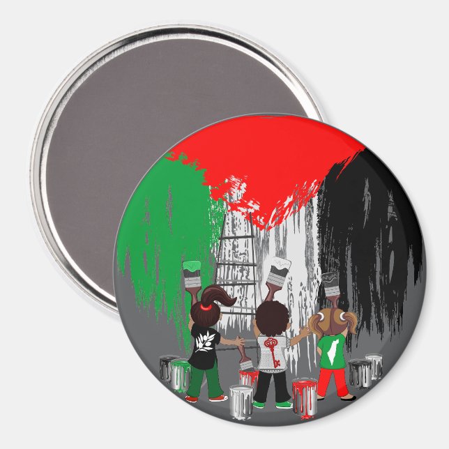 Children of Gaza Painting Palestine Flag  Magnet (Vorderseite/Rückseite)
