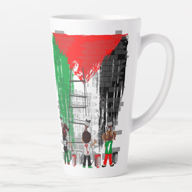 Children of Gaza Painting Palestine Flag  Milchtasse (Rechts)
