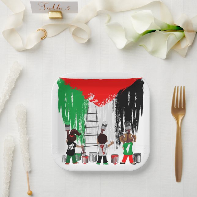 Children of Gaza Painting Palestine Flag  Pappteller (Hochzeit)