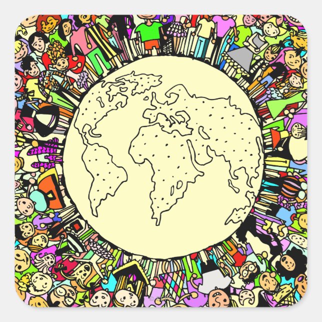 Children of the World Quadratischer Aufkleber (Vorderseite)