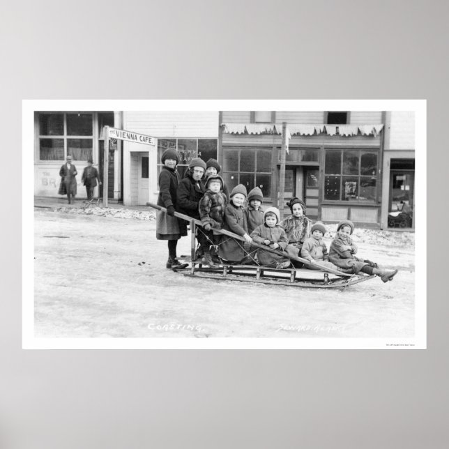 Children Sleigh Seward Alaska 1912 Poster (Vorne)