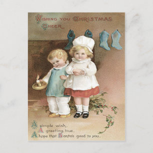 Children Strumpfs Holly Candle Postkarte