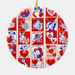 Children Valentine Gruß Hugs Kisses Red White Keramik Ornament
