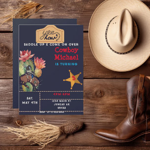Children Wild West Cactus Birthday Boy Magneteinladung