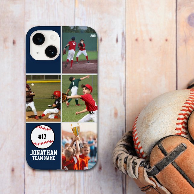Children's Baseball Team Photo Collage Blue Case-Mate iPhone 14 Hülle (Von Creator hochgeladen)