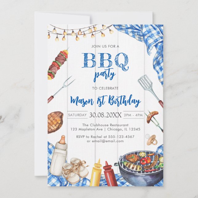 Children's BBQ Birthday Invitation Einladung (Vorderseite)