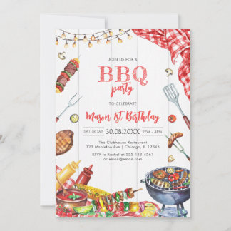 Children's BBQ Birthday Invitation Einladung