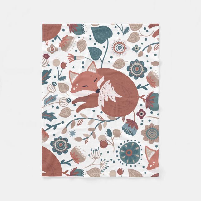 Childrens Boho Style Fox Fleece Blanket (Vorderseite)