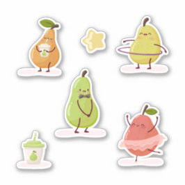 Children's group of fun pears aufkleber