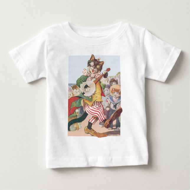 Childrens Happy Funny Cat Folk T Shirt (Vorderseite)