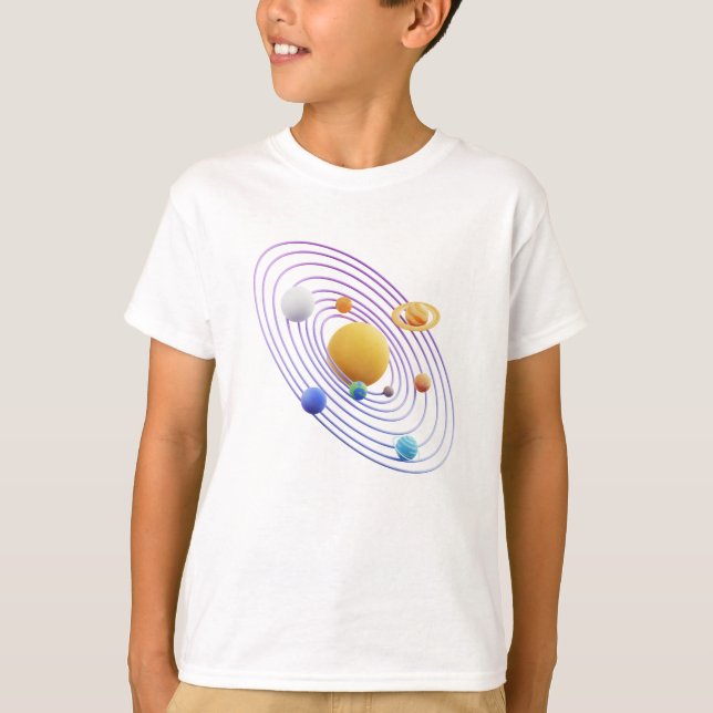 Children's t-shirt design with planet names (Vorderseite)