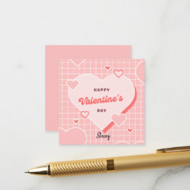 Children's Valentine Pink and White Grid Design Begleitkarte