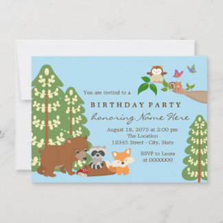 Childrens Woodland Birthday Party Einladung