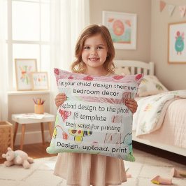 Childs Artwork Colorful Abstract Kids Drawing  Kissen