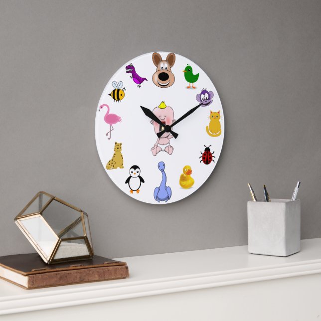 CHILDS CARTOON CHARACTERS - LARGE CLOCK GROßE WANDUHR (Büro)