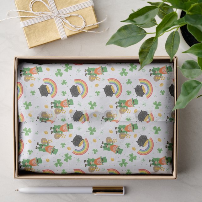 Child's Coloring Style Fun St Patrick's Day  Seidenpapier (Geschenk)