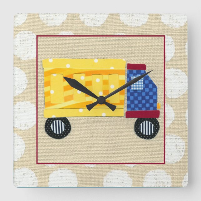 Child's Dump Truck by Chariklia Zarris Quadratische Wanduhr (Vorderseite)
