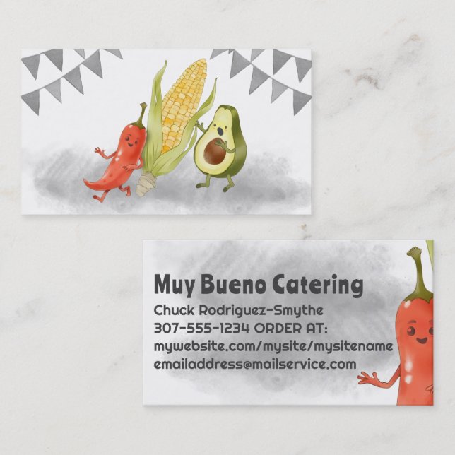 Chile Avocado Mexicanischer Catering-Visitenkarte Visitenkarte (Vorne/Hinten)
