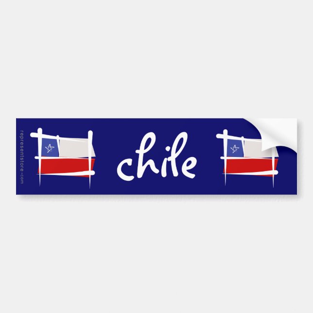 Chile-Bürsten-Flagge Autoaufkleber (Vorne)