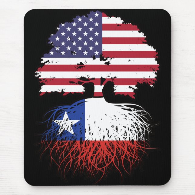 Chile Chilean American USA Tree Roots Flag Mousepad (Vorne)