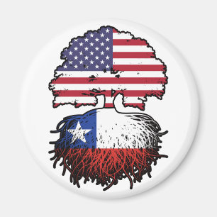 Chile Chilenan American USA Tree Roots Flag Magnet