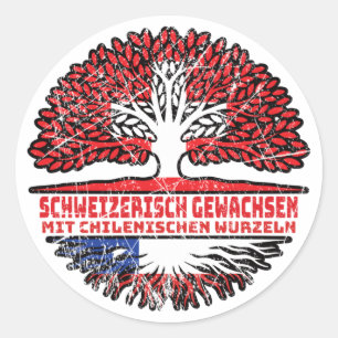 Chile Chilenisch Schweizer Schweiz Baum Wurzel Runder Aufkleber