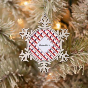 Chile Chilenische Flagge gekachelt Schwarz Persona Schneeflocken Zinn-Ornament
