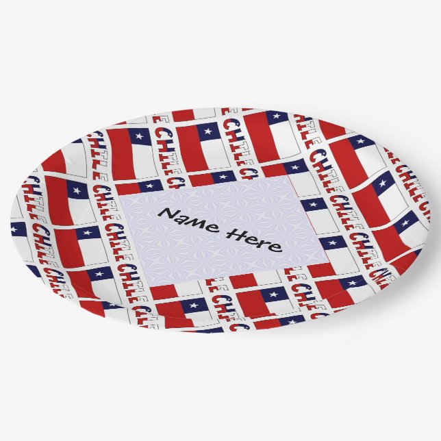 Chile chilenische Flagge geteert Personalisiert Pappteller (Schrägansicht)