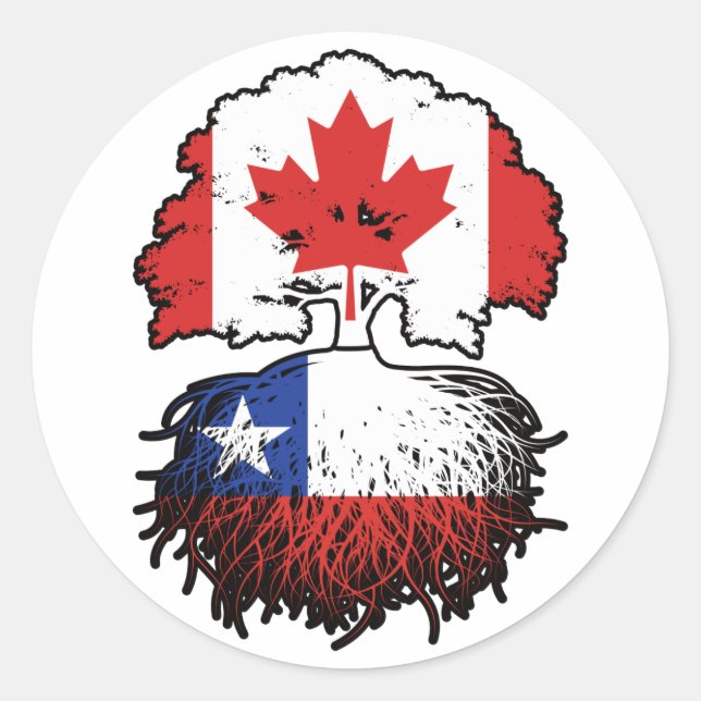 Chile Chilenische Kanadische Treuhandflagge Runder Aufkleber (Vorderseite)