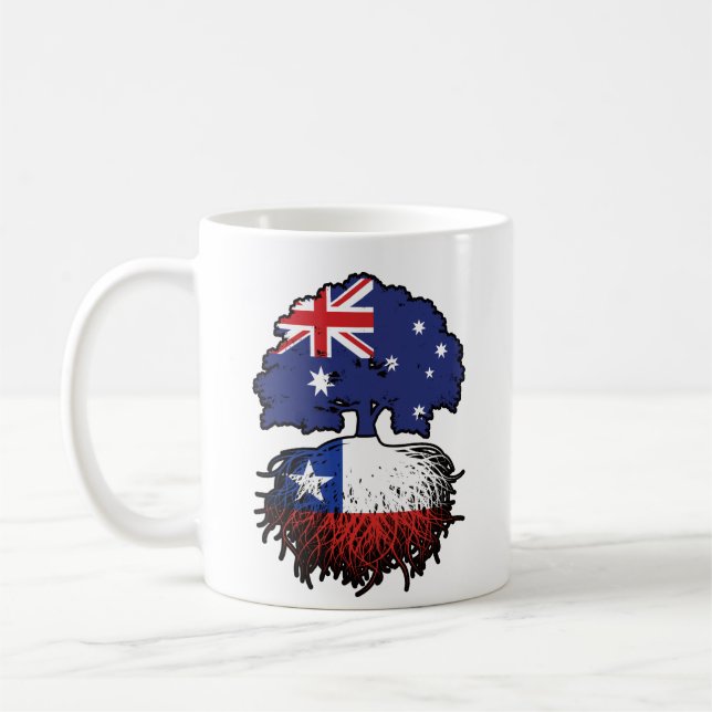 Chile Chiles australische Tree Roots Flag Kaffeetasse (Links)