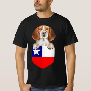Chile Flag Beagle Dog In Pocket T-Shirt Halloween