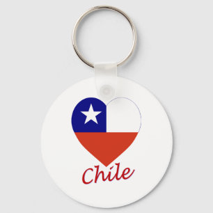 Chile Flag Heart Schlüsselanhänger