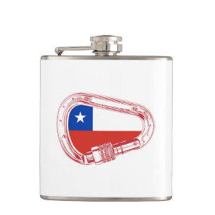 Chile Flag Klettersteig Carabiner Flachmann