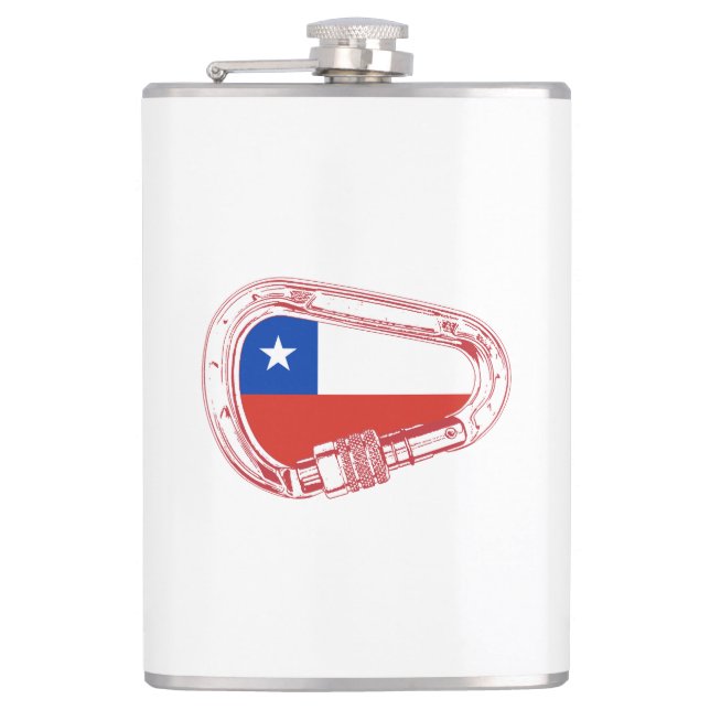 Chile Flag Klettersteig Carabiner Flachmann (Vorderseite)