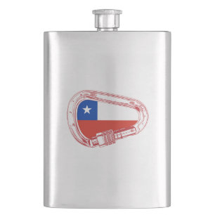 Chile Flag Klettersteig Carabiner Flachmann