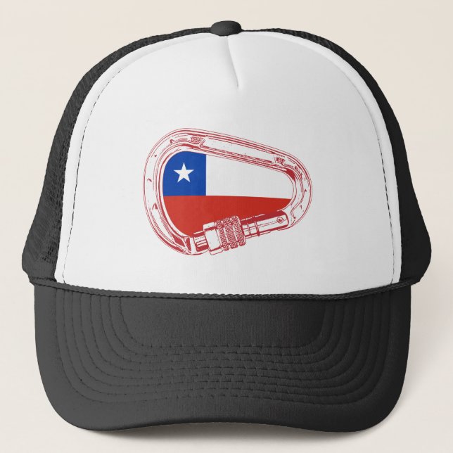 Chile Flag Klettersteig Carabiner Truckerkappe (Vorderseite)