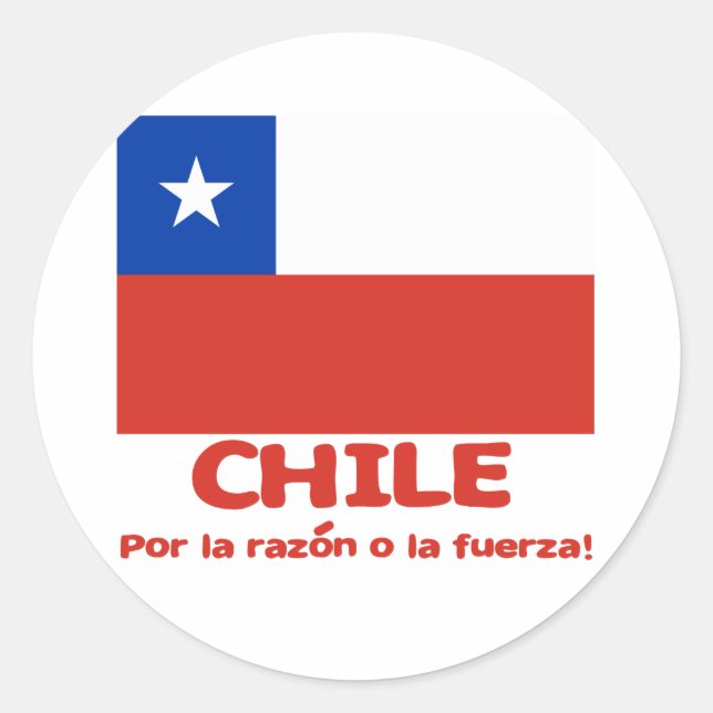 Chile Flag T - Shirt mit chilenischem Motto Runder Aufkleber (Vorderseite)