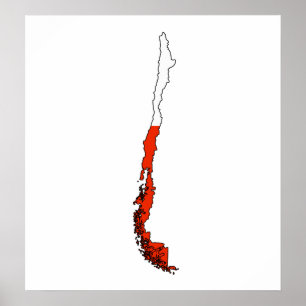 Chile-Flaggen-Karte Größengleich Poster