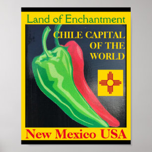 Chile Hauptstadt der Welt New Mexico Rot Grün Poster