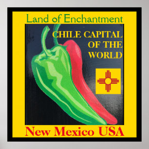 Chile Hauptstadt der Welt New Mexico Rot Grün Poster