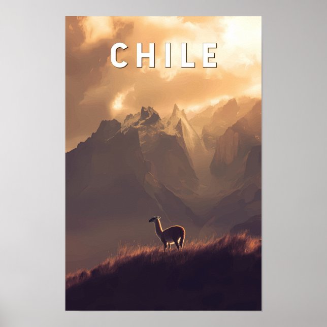 Chile-Illustration Reise Kunst Vintage Poster (Vorne)