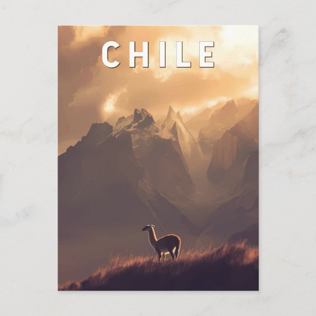 Chile Illustration Reisen Kunst, Dichtung und Musi Postkarte (Vorderseite)